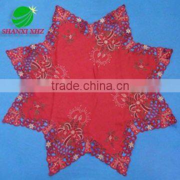 100% polyester christmas embroidery table cloth with cutwork houseware household textile