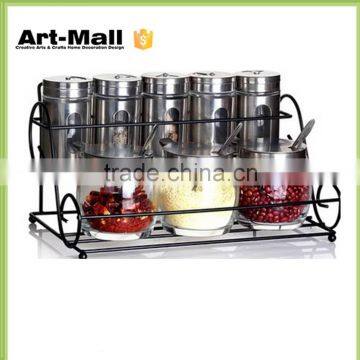 CE Cheap Custom Glass Jar Supplier Elemental Kitchen 6 pcs spice jar glass