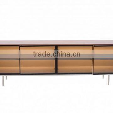 Factory mahogany wood price modern living room furniture sideboard with warm led backlight