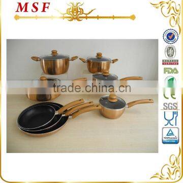 MSF 13pcs metallic coating aluminum cookware kitchen set with induction bottom MSF-6690