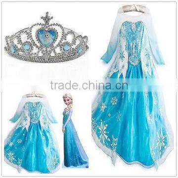 Frozen Elsa Anna Costume Princess Girls Child Fancy Outfit Long Dress wholesale BC285