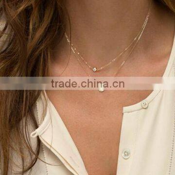 Layered Necklace Set, Delicate Gold Layer Necklaces, Gold Bar Necklace, Tiny Diamond Necklace