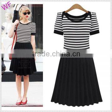 2015 casual Chiffon match knit Stripe Dress                        
                                                Quality Choice