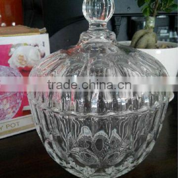 glass serving bowl with lid and various design