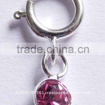 Nail piercing nail dangle 925 sterling silver / pink