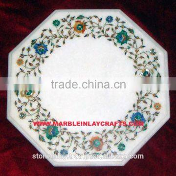 Inlay Table Antique Marble Top, Octagonal Marble Inlay Table Top