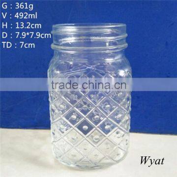 500ml 17oz embossment glass honey jars SLJd27