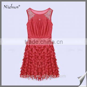 sleeveless laser decoration fancy western cocktail dress