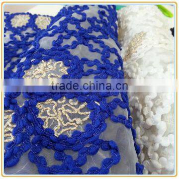 2014 Organza cord embroidery design fabric