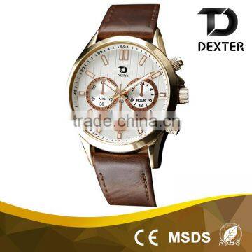 2016 hot factory supply business men mens genuine leather watch