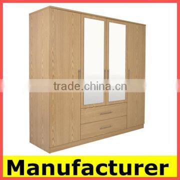 mirror with wooden bedroom wardrobes closet funiture,mirror door wardrobe closet