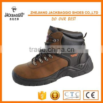 TOPSAFE CE EN20345 SBP,S1P steel toe and steel plate black buffalo embossed leather middle-cut safety