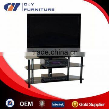 Glass TV Stand with Stainless steel tube and tempered glass