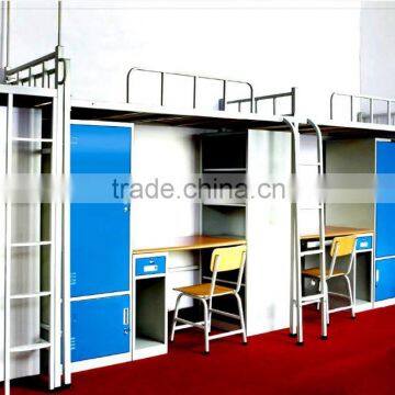 steel bunk bed with desk and wardrobe for school dormitory furniture