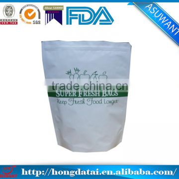 FDA certificated stand up white plastic bags for fruit