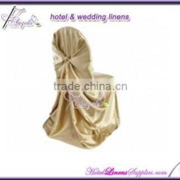 Light Gold Satin Self-tie Chair Covers, Wholesale Universal Chair Covers, Pillow Case Chair Covers