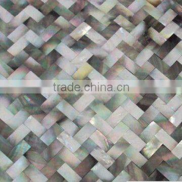 Herringbone blacmother of pearl seashell mosaic wall tile wall panel