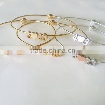 Simple Fashion lovely alloy gold&sliver bracelet number bangle (each number is available)