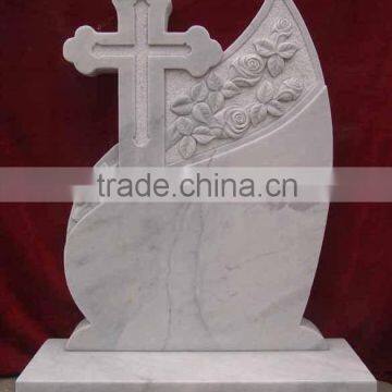 High quality white marble cross headstones hand carved stone sculpture from Vietnam
