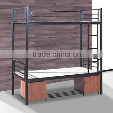 Iron frame dormitory bunk bed with locker