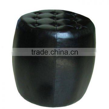 Faux leather round stool ottoman