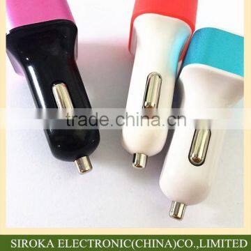 Customized colors triple 3 port USB charger adapter CE ROHS approved 5V 2A OEM car charger for smart mobile phones