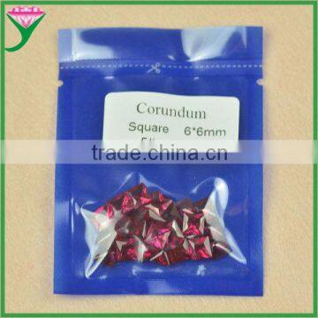 high quality 5# color synthetic normal square cut artificial red ruby semi precious stones