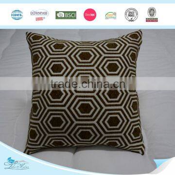 Square Geometry Embroidered Decorative Cushion With Zipper