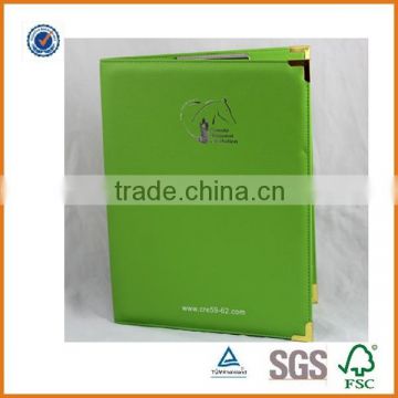 special design A4 size leather menu folder,restaurant menu holder,pu leather menu holder