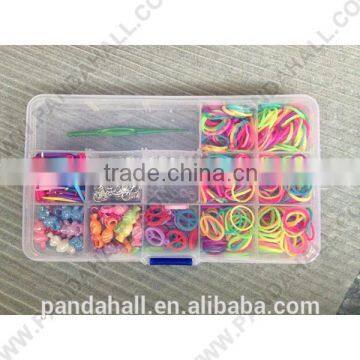 DIY Rubber Loom Bands Box with Accessories, Acrylic Charms and Iron Jump Rings(DIY-X0003-B)
