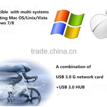 Super Slim USB 3.0 to 1000 Gigabit Ethernet LAN Wired Network Adapter USB 3.0 to RJ45 With 3 Port USB3.0 Hub photo-6