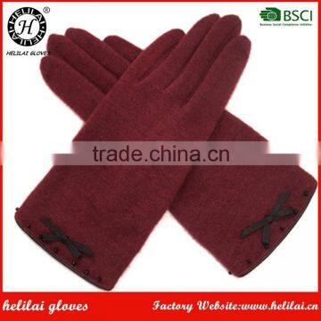 Fashion Gloves Helilai Winter Warm Ladies Woollen Gloves with Bow