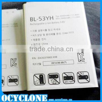 Arrival New BL-53YH Li-ion Battery 3.8v 3000mAh For Lg G3 Made In China