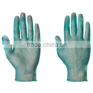 Green disposable vinyl powder-free exam gloves