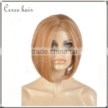 silk straight human lace wig Bobo style kosher wig/jewish wig 100% human hair factory price