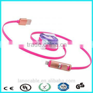 High quality custom 2 in 1 Usb Data Cable For Mobile Phone