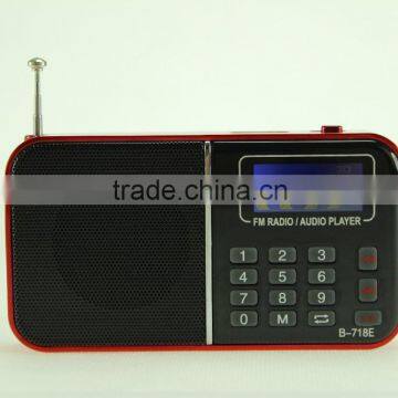 2015 hot selling B-718 TF card FM radio MP3 audio player portable mini speaker