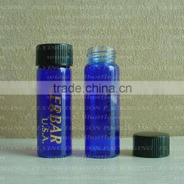 4ml blue glass vial with screw plastic cap, for essential oil use