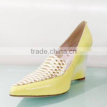 Patent Leather Women High Heel Wedge Shoes Pointed Toe Women Pretty Wedge Shoes photo-4