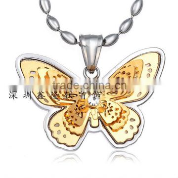 TC49 Hot sale fashion Stainless steel butterfly wing pendant jewelry