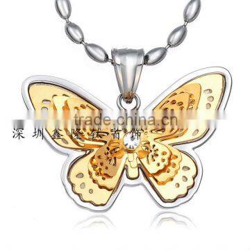 TC49 Hot Sale Fashion Stainless Steel Butterfly Wing Pendant Jewelry
