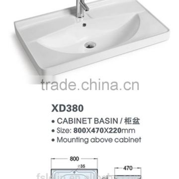 FOSHAN LELIN ceramic L800mm cabinet basin small size vanities top bathroom basin of LT-055