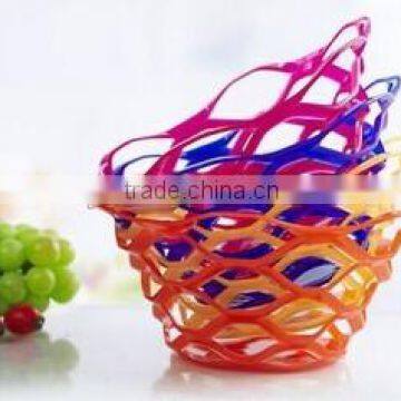 Colorful hollow out Plastic Transparent Fruit Basket