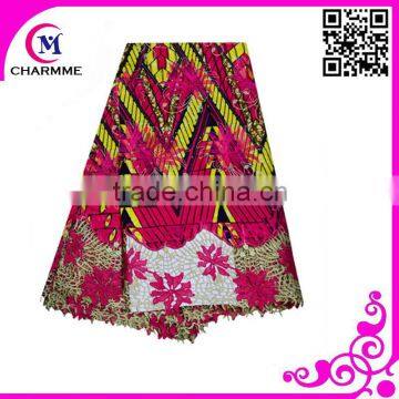 2016 Fashion design embroidered design wax hollandais printed fabric made in China