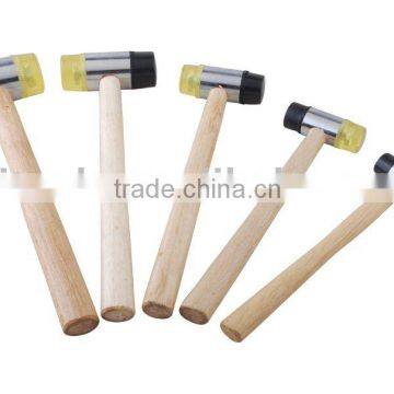 Two way mallet with wooden handle