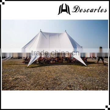 Pure white 19m large event tents/double star shaped event tents/80 person wedding tents for sale