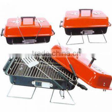 Square Portable Barbecue Grill folding charcoal BBQ grill with lid for camping