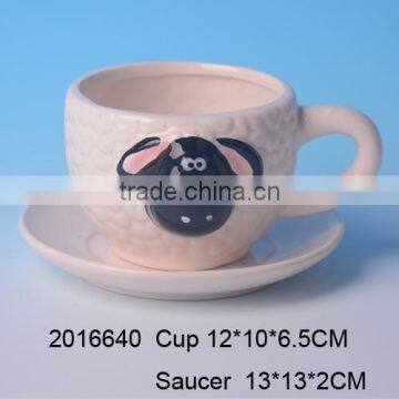 High Quality Ceramic Sheep Cup With Saucer Set,ceramic Sheep Coffee Cup and Saucer Set