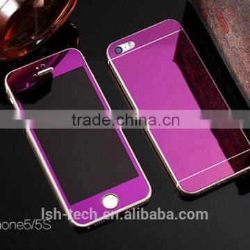 front and Back Tempered Glass For iPhone 5S 5 Full Cover Screen Protector Mirror Effect Colorful Protective Film