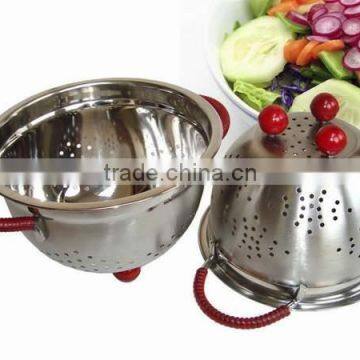 Stainless Steel Colander with Plastic Handle and Leg